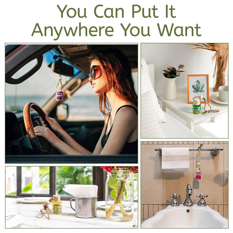 2Pack Air Fresheners Hanging Scent Oil Diffuser - 8ML with Three Scents for Car & Live Gifts - Non-Aerosol, Convenient for Car Use