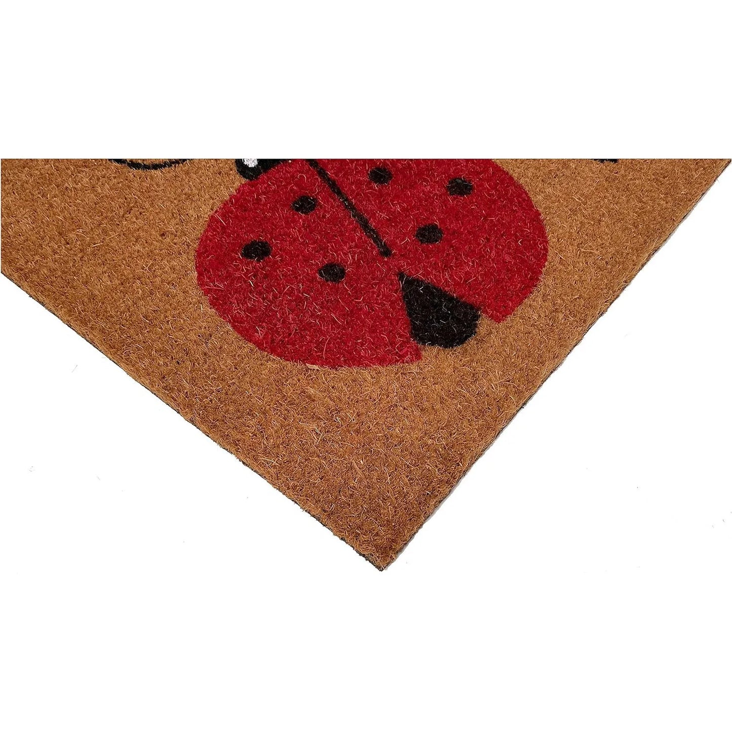 HMS 24\" X 36\" Natural Black and Red Coir Ladybug Welcome Outdoor Door Mat