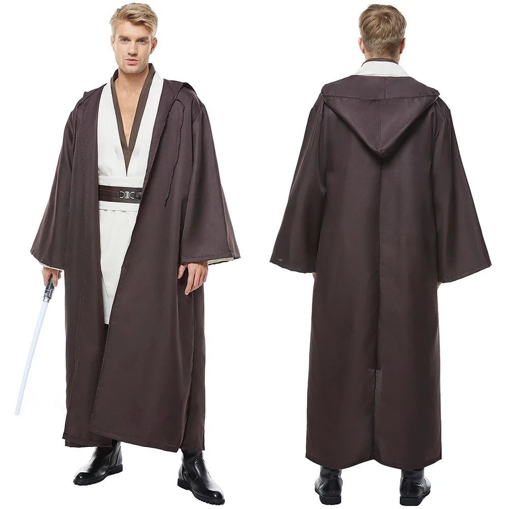 Obi Wan Cosplay Anakin Fantasy Movie Space Battle Knight Disguise Costume Robe Cloak 3 Colors Adult Men Cosplay Fantasia Outfits