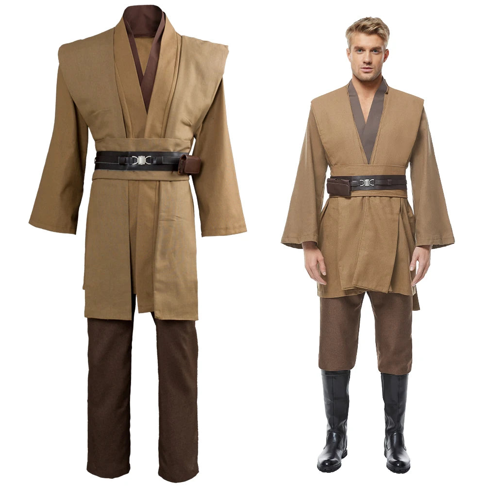 Obi Wan Cosplay Anakin Fantasy Movie Space Battle Knight Disguise Costume Robe Cloak 3 Colors Adult Men Cosplay Fantasia Outfits