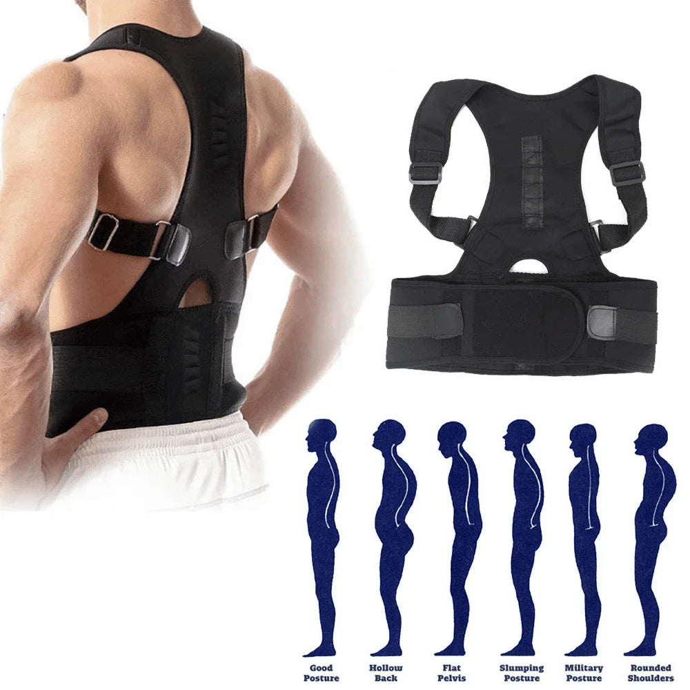 Magnetic Back Support Corrector Brace Belt Band Posture Corrector for Men and Women