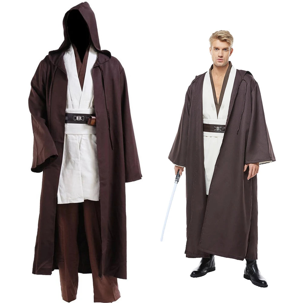 Obi Wan Cosplay Anakin Fantasy Movie Space Battle Knight Disguise Costume Robe Cloak 3 Colors Adult Men Cosplay Fantasia Outfits