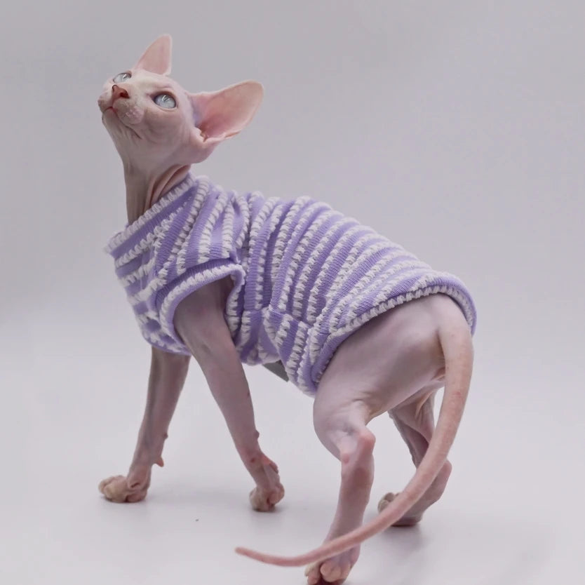 Sphynx Cat Clothes Hairless Cat Clothes Cat Summer Pure Cotton Skin-friendly Close-fitting Cat Clothing for Small Cats and Dogs