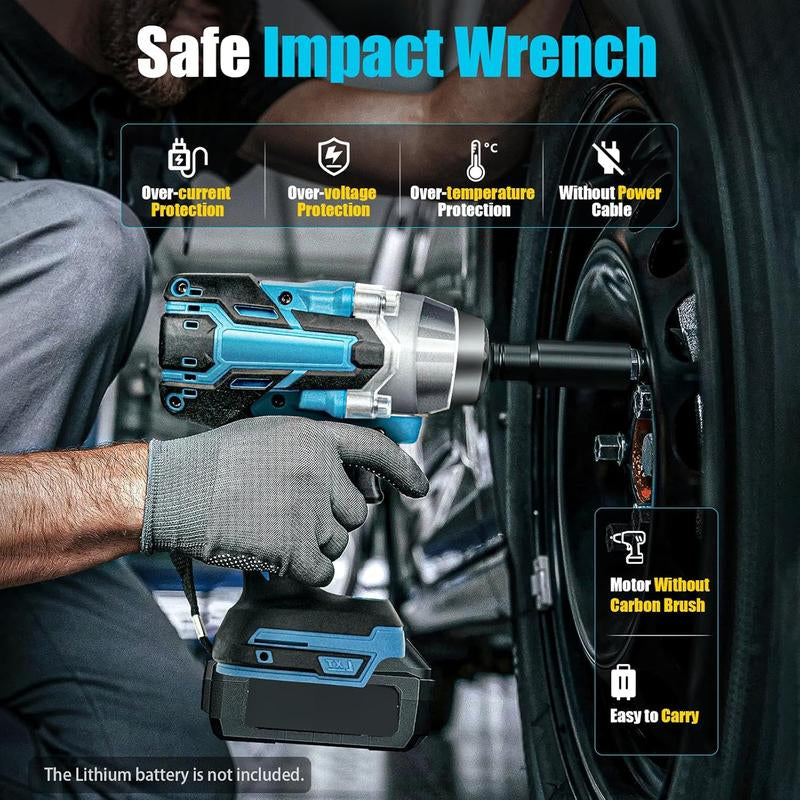 1/2 Cordless Impact Wrench,3-In-1 High Torque Impact Gun with 2X 3000Mah Li-Ion Battery,5 Impact Sockets,8 Drills,10 Screws and Tool Case,Impact Tools for Car Lug Nuts