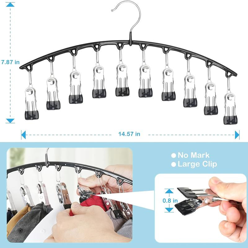 Legging Organizer for Closet, Metal Yoga Pants Hangers 2 Pack W/10 Clips Holds 20 Leggings, Space Saving Hanging Closet Organizer W/Rubber Coated Closet Organizers and Storage, Black