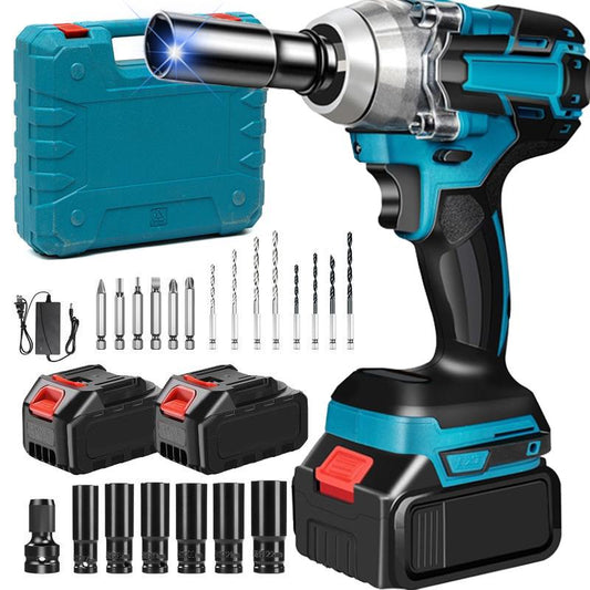 1/2 Cordless Impact Wrench,3-In-1 High Torque Impact Gun with 2X 3000Mah Li-Ion Battery,5 Impact Sockets,8 Drills,10 Screws and Tool Case,Impact Tools for Car Lug Nuts