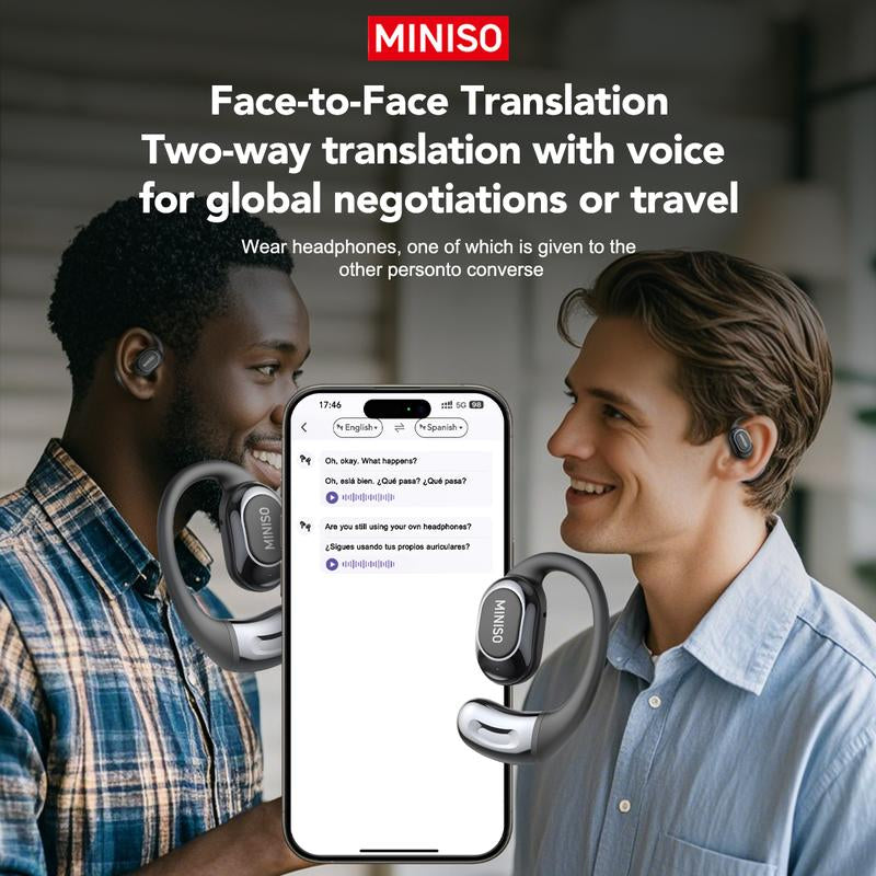 MINISO MS156 AI Headphones True Wireless OWS Earphones Bluetooth 5.4 134 Languages Translation Earbuds Hifi Sound Waterproof Open Ear Headsets with APP