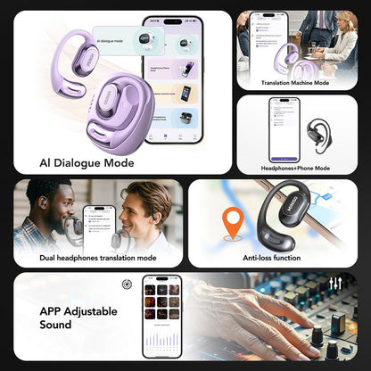 MINISO MS156 AI Headphones True Wireless OWS Earphones Bluetooth 5.4 134 Languages Translation Earbuds Hifi Sound Waterproof Open Ear Headsets with APP