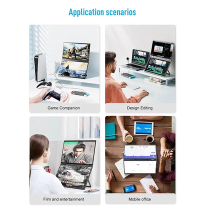 15.6 Inch 360 Degree Foldable Dual Portable IPS Laptop Monitor C 15.6" 15.6 Inch 360 Dgrees Foldable Dual Portable IPS Laptop