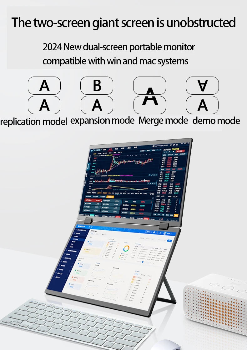 15.6 Inch 360 Degree Foldable Dual Portable IPS Laptop Monitor C 15.6" 15.6 Inch 360 Dgrees Foldable Dual Portable IPS Laptop