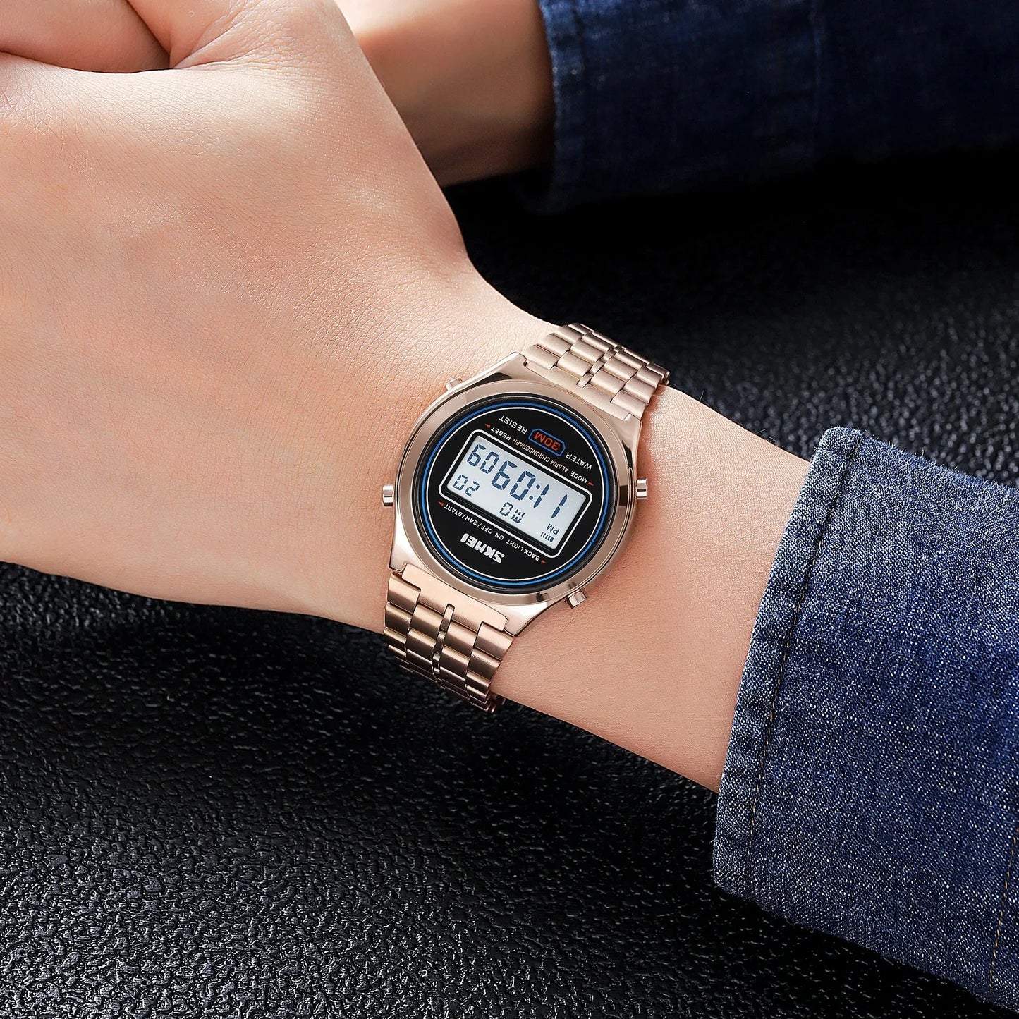 Skmei 2146 LED Time Durable Fancy Design Factory Wholesale Waterproof the New Digital Watch Men Clock With Stainless Steel Strap