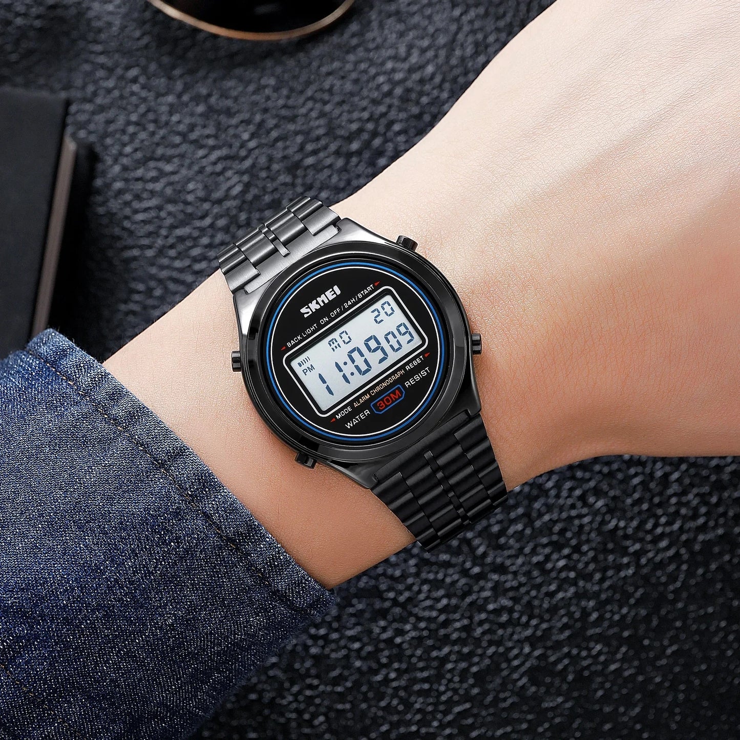 Skmei 2146 LED Time Durable Fancy Design Factory Wholesale Waterproof the New Digital Watch Men Clock With Stainless Steel Strap