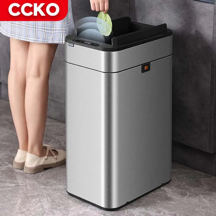 Hotelroom Stainless Steel Electric Trash Can Smart Dustbin Kitchen Sensor Rubbish Bin Touchless Waste Bins for Office Bathroom