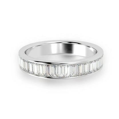 Silver 925 18k White Gold Plated Jewelry Baguette Zircon Diamond Cutting Channel Set Half Eternity Ring