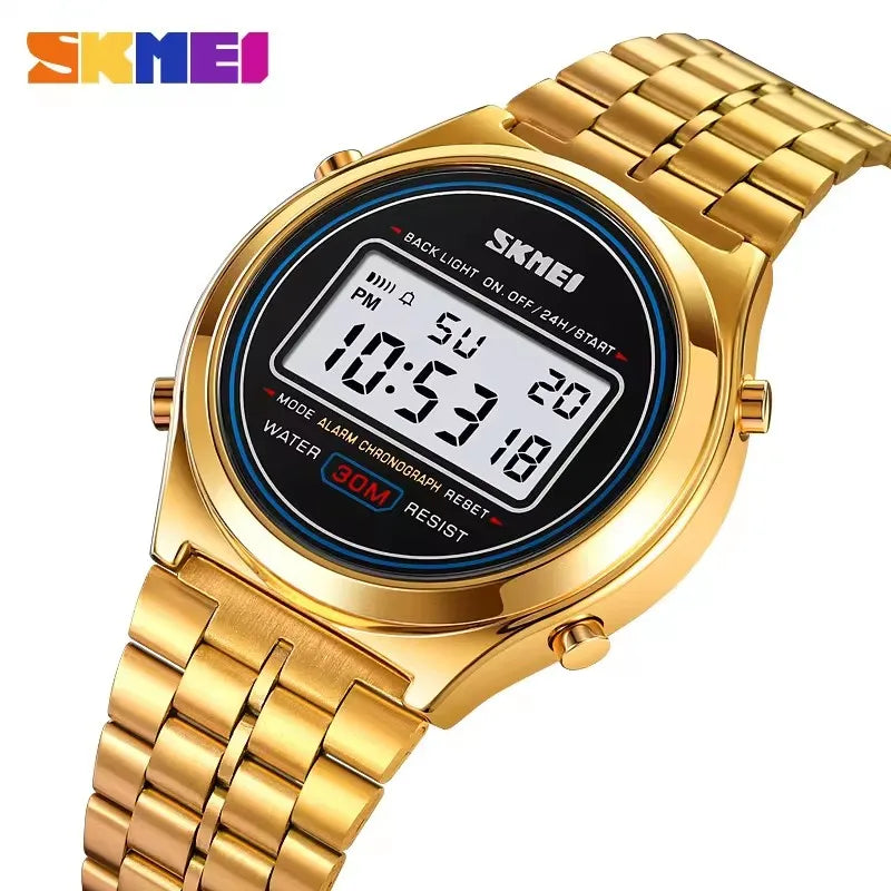Skmei 2146 LED Time Durable Fancy Design Factory Wholesale Waterproof the New Digital Watch Men Clock With Stainless Steel Strap