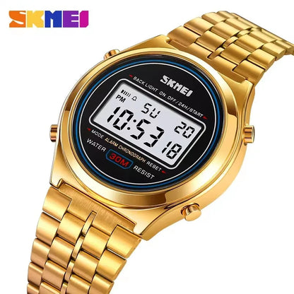 Skmei 2146 LED Time Durable Fancy Design Factory Wholesale Waterproof the New Digital Watch Men Clock With Stainless Steel Strap