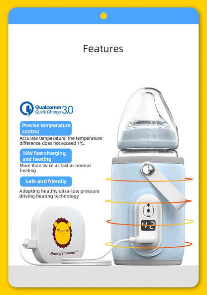 USB Milk Water Warmer Travel Stroller Insulated Bag Baby Nursing Bottle Heater Newborn Infant Portable Bottle Feeding Warmers
