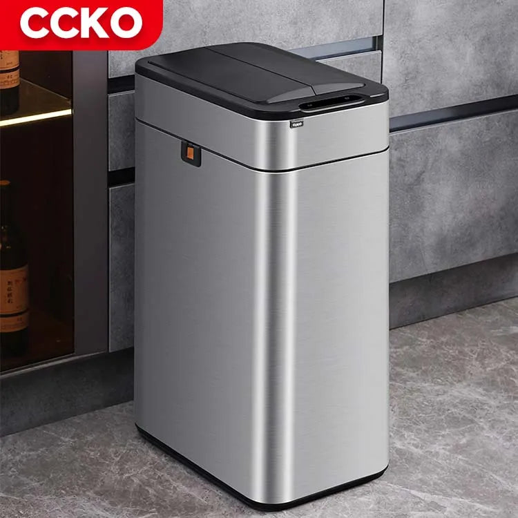 Hotelroom Stainless Steel Electric Trash Can Smart Dustbin Kitchen Sensor Rubbish Bin Touchless Waste Bins for Office Bathroom
