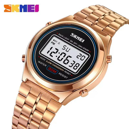 Skmei 2146 LED Time Durable Fancy Design Factory Wholesale Waterproof the New Digital Watch Men Clock With Stainless Steel Strap