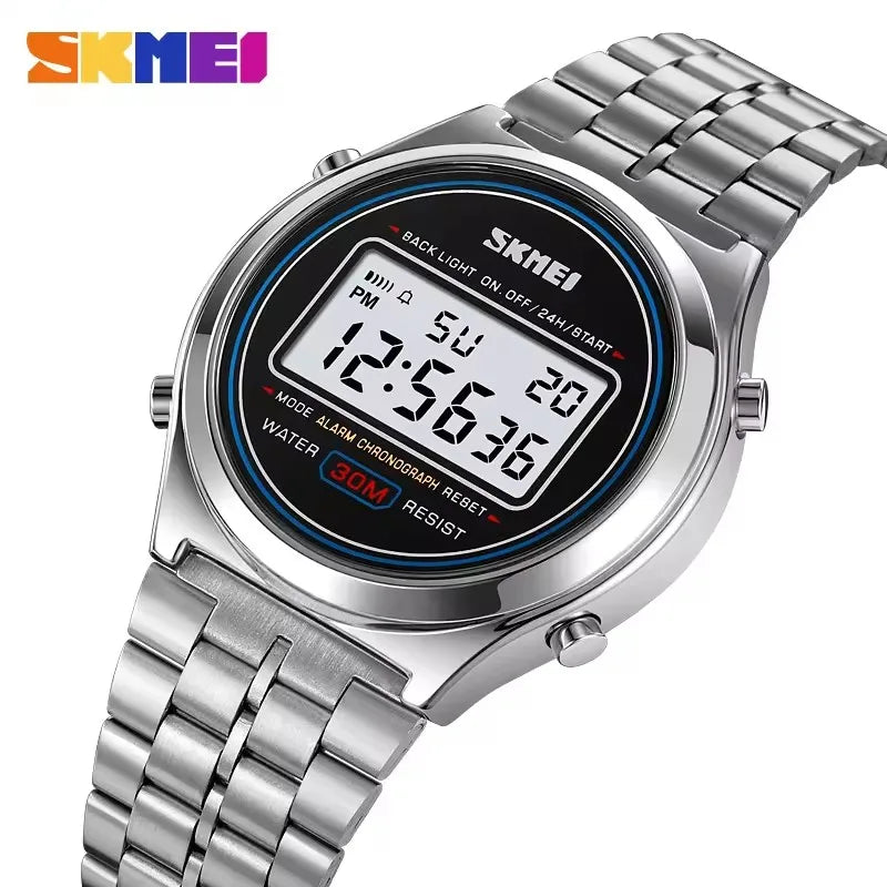 Skmei 2146 LED Time Durable Fancy Design Factory Wholesale Waterproof the New Digital Watch Men Clock With Stainless Steel Strap