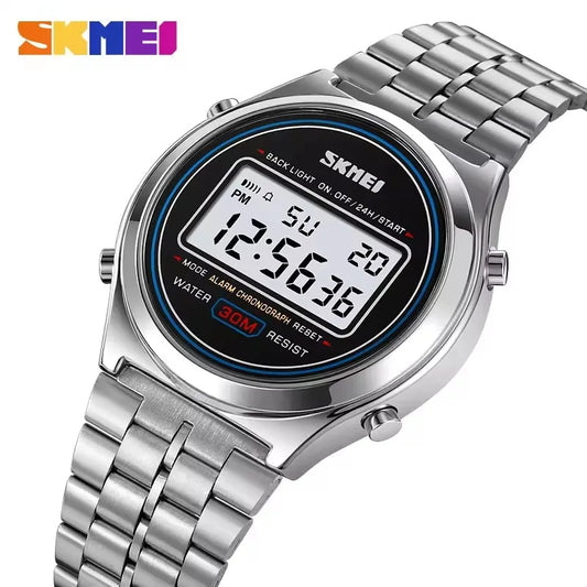 Skmei 2146 LED Time Durable Fancy Design Factory Wholesale Waterproof the New Digital Watch Men Clock With Stainless Steel Strap