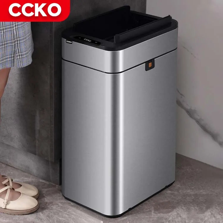 Hotelroom Stainless Steel Electric Trash Can Smart Dustbin Kitchen Sensor Rubbish Bin Touchless Waste Bins for Office Bathroom