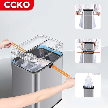 Hotelroom Stainless Steel Electric Trash Can Smart Dustbin Kitchen Sensor Rubbish Bin Touchless Waste Bins for Office Bathroom