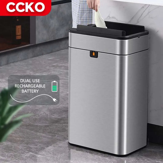 Hotelroom Stainless Steel Electric Trash Can Smart Dustbin Kitchen Sensor Rubbish Bin Touchless Waste Bins for Office Bathroom