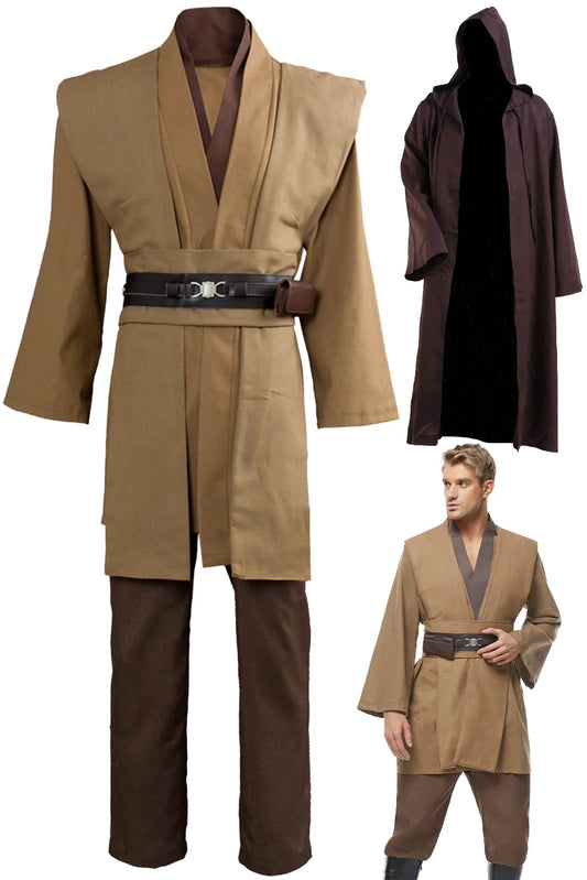 Obi Wan Cosplay Anakin Fantasy Movie Space Battle Knight Disguise Costume Robe Cloak 3 Colors Adult Men Cosplay Fantasia Outfits