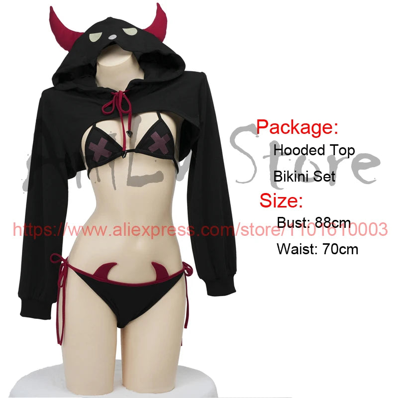 AniLV Anime Game Demon Kingdom Devil Little Elf Clothes Halloween Uniform Hooded Horn Cloak Outfits Cosplay Costume