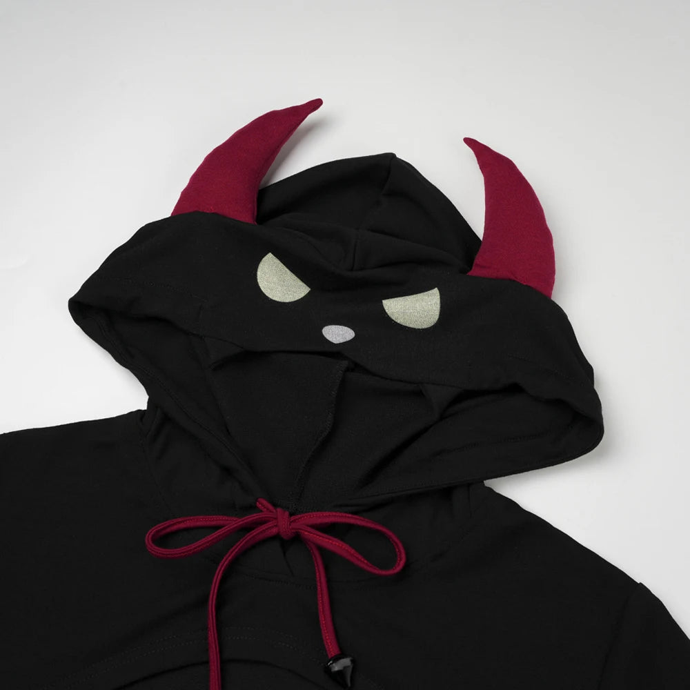 AniLV Anime Game Demon Kingdom Devil Little Elf Clothes Halloween Uniform Hooded Horn Cloak Outfits Cosplay Costume