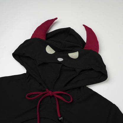 AniLV Anime Game Demon Kingdom Devil Little Elf Clothes Halloween Uniform Hooded Horn Cloak Outfits Cosplay Costume