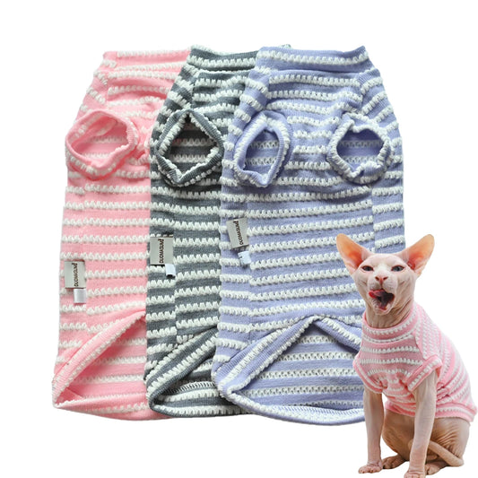 Sphynx Cat Clothes Hairless Cat Clothes Cat Summer Pure Cotton Skin-friendly Close-fitting  Cat Clothing for Small Cats and Dogs