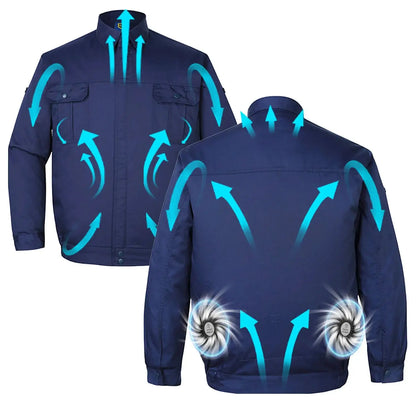 Working clothes with fan, long sleeves clothing for work