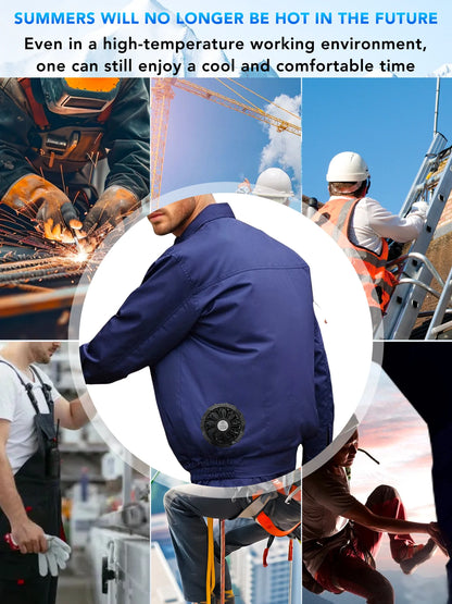 Working clothes with fan, long sleeves clothing for work