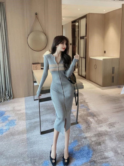 Clothes Midi Colorblock Knee Length Crochet Cover Up Woman Dress Black Split Striped Knitted Sexy Daring Hot Dresses for Women
