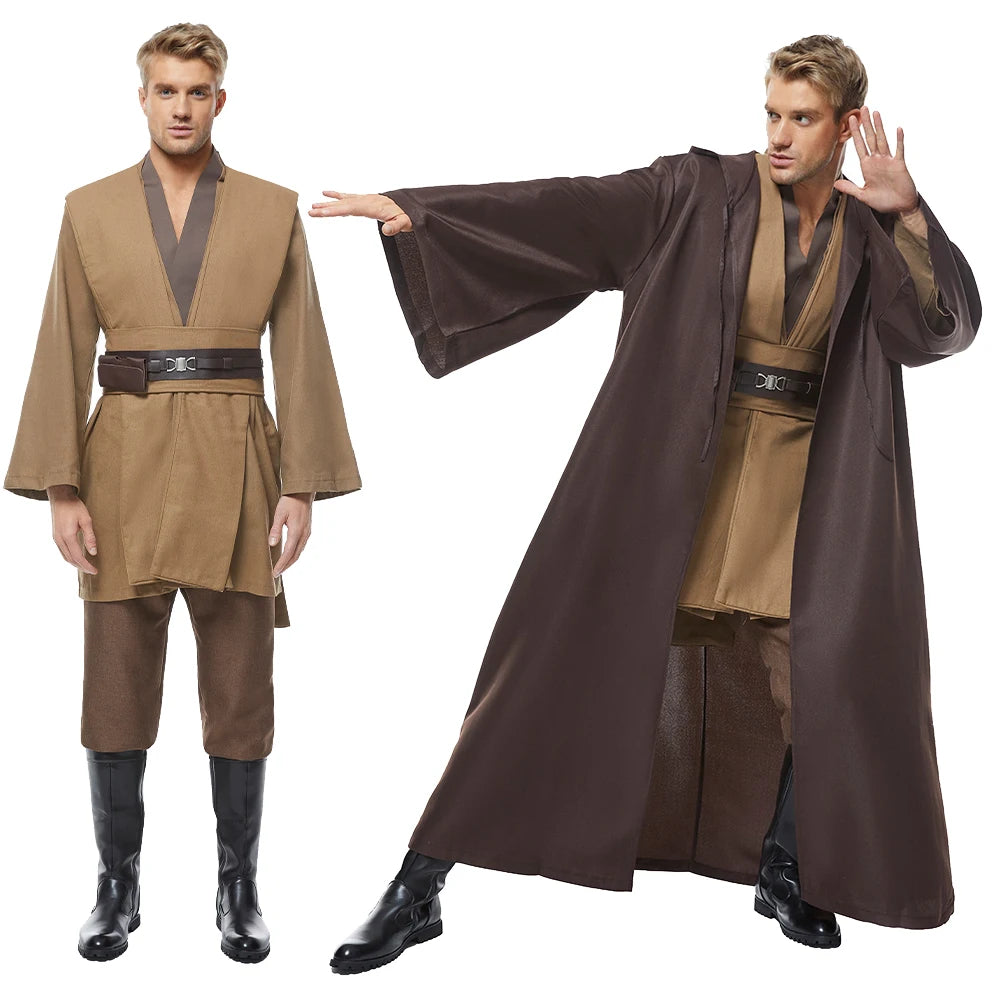 Obi Wan Cosplay Anakin Fantasy Movie Space Battle Knight Disguise Costume Robe Cloak 3 Colors Adult Men Cosplay Fantasia Outfits