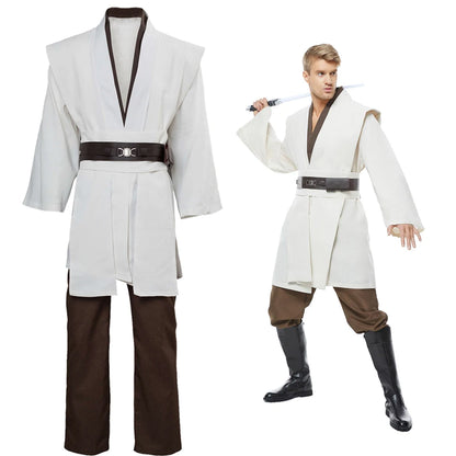 Obi Wan Cosplay Anakin Fantasy Movie Space Battle Knight Disguise Costume Robe Cloak 3 Colors Adult Men Cosplay Fantasia Outfits