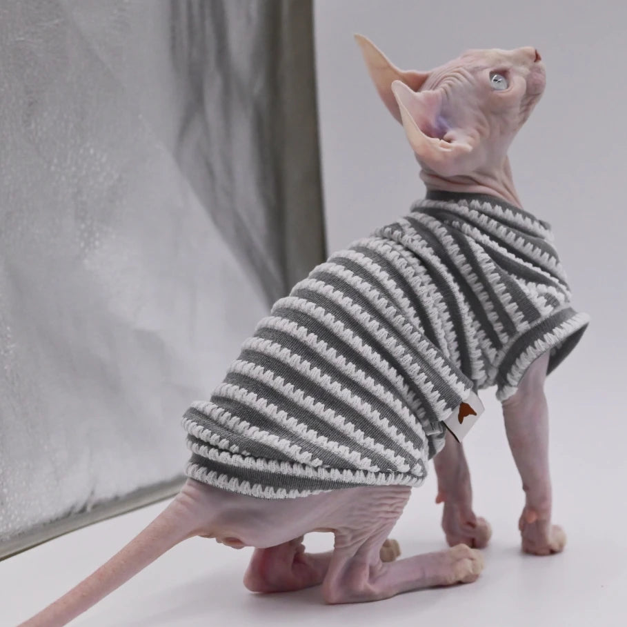 Sphynx Cat Clothes Hairless Cat Clothes Cat Summer Pure Cotton Skin-friendly Close-fitting  Cat Clothing for Small Cats and Dogs