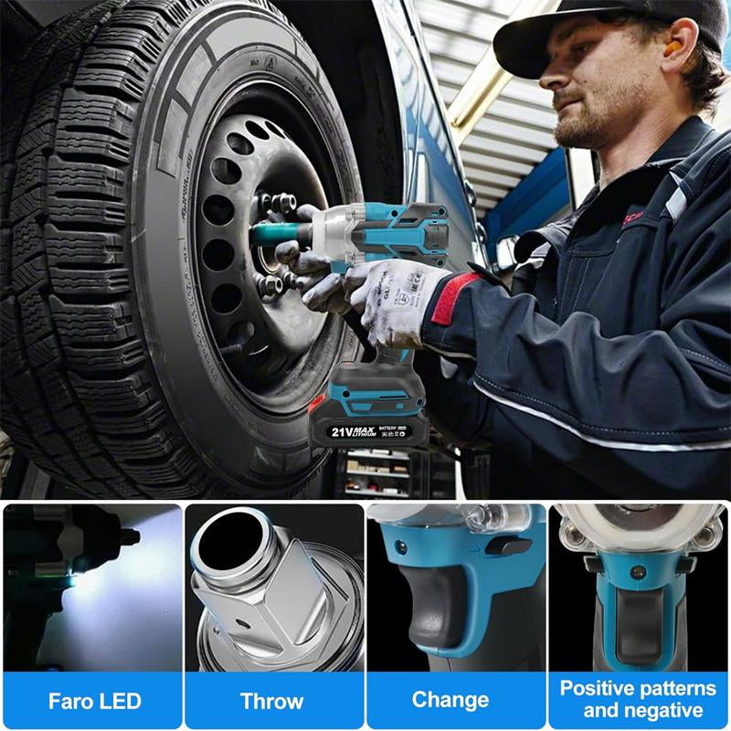1/2 Cordless Impact Wrench,3-In-1 High Torque Impact Gun with 2X 3000Mah Li-Ion Battery,5 Impact Sockets,8 Drills,10 Screws and Tool Case,Impact Tools for Car Lug Nuts