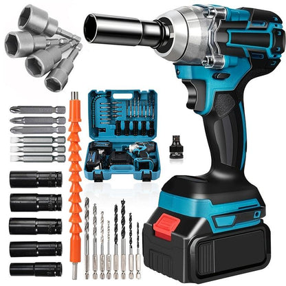 1/2 Cordless Impact Wrench,3-In-1 High Torque Impact Gun with 2X 3000Mah Li-Ion Battery,5 Impact Sockets,8 Drills,10 Screws and Tool Case,Impact Tools for Car Lug Nuts
