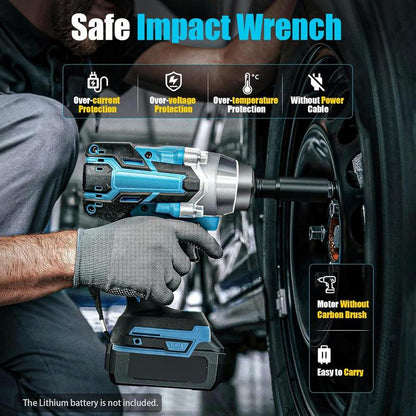 1/2 Cordless Impact Wrench,3-In-1 High Torque Impact Gun with 2X 3000Mah Li-Ion Battery,5 Impact Sockets,8 Drills,10 Screws and Tool Case,Impact Tools for Car Lug Nuts