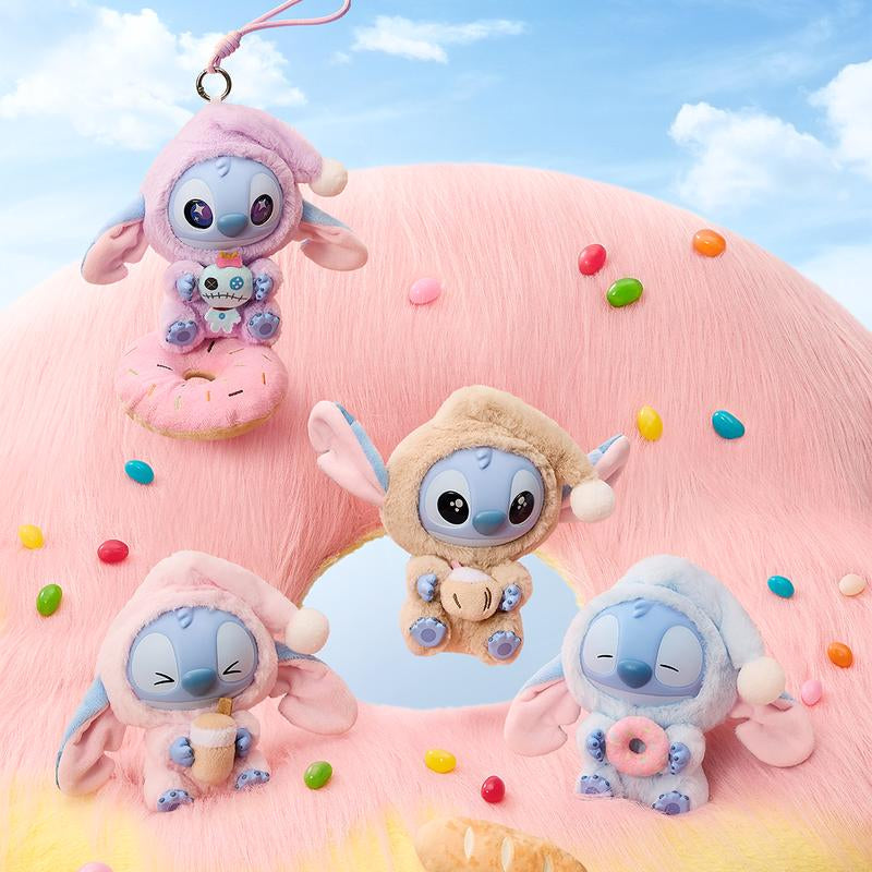 Disney Stitch Eat Something before Sleep Collection Vinyl Plush Toy Surprise Box, PVC Plush Hanging Ornament Blind Box Cute Collectible for Disney Fans